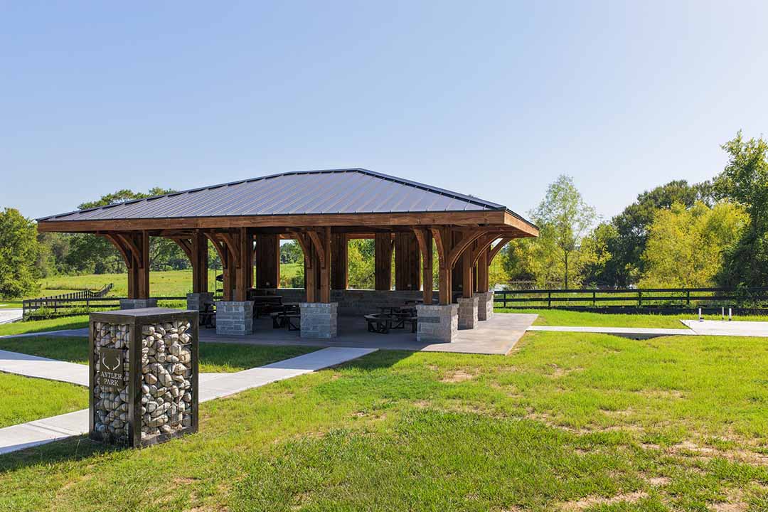 Open-air timber pavilion at Antler Park
